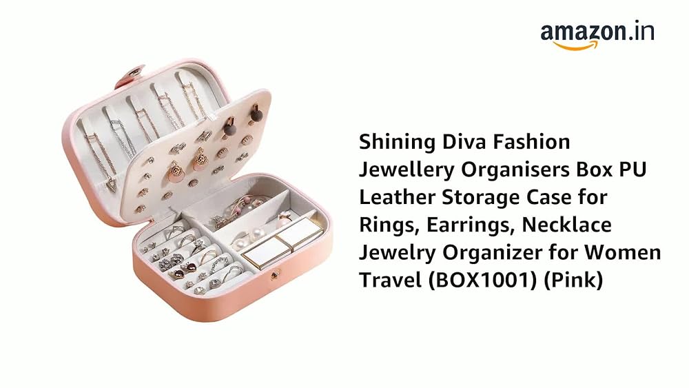 Shining Diva Fashion Jewellery Organiser Box PU Leather - Image 3