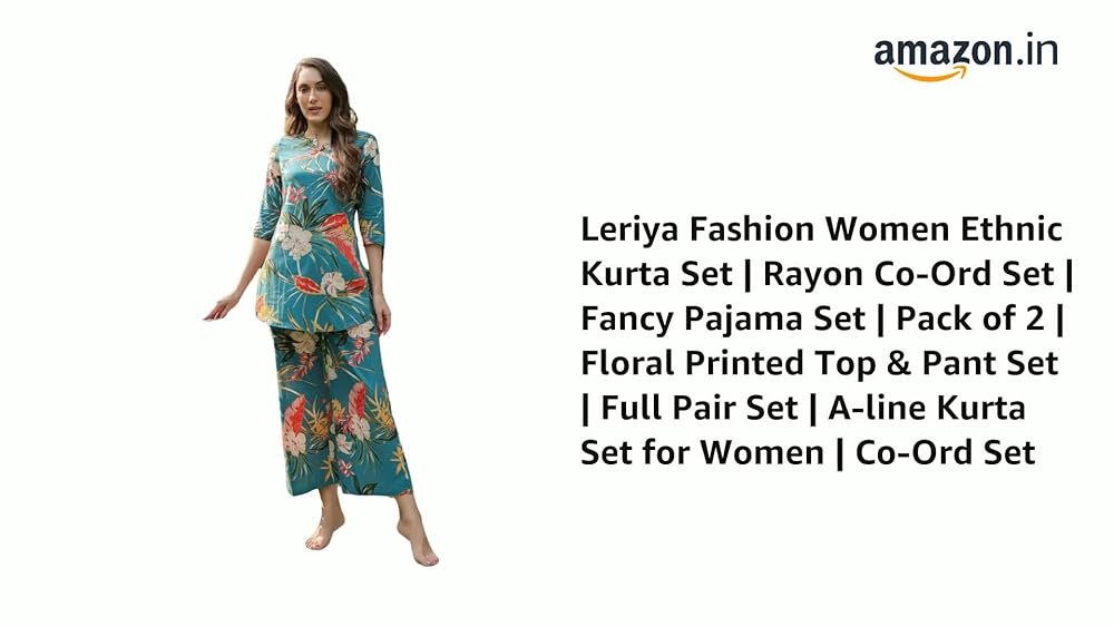 Leriya Fashion Women’s Kurta Pant Set – Rayon Floral Printed Co-ord Set | Stylish Ethnic Wear for Of - Authentic Leriya Clothing | UrbanThreads - Image 3