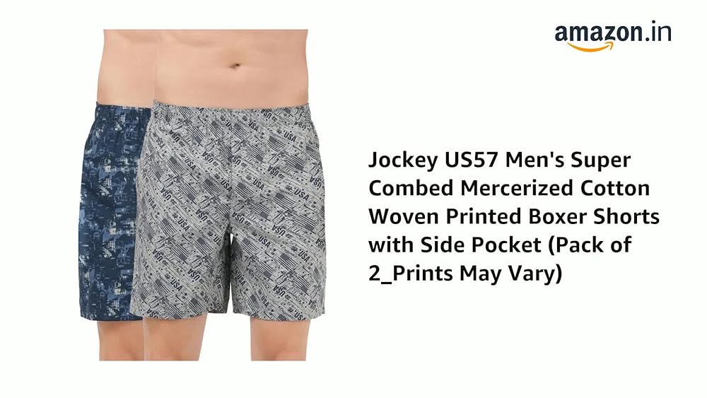 Jockey US57 Men's Mercerized Cotton Printed Boxer Shorts - Image 3