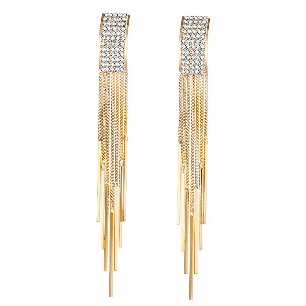 Shining Diva Gold and Silver Plated Tassel Earrings for Women