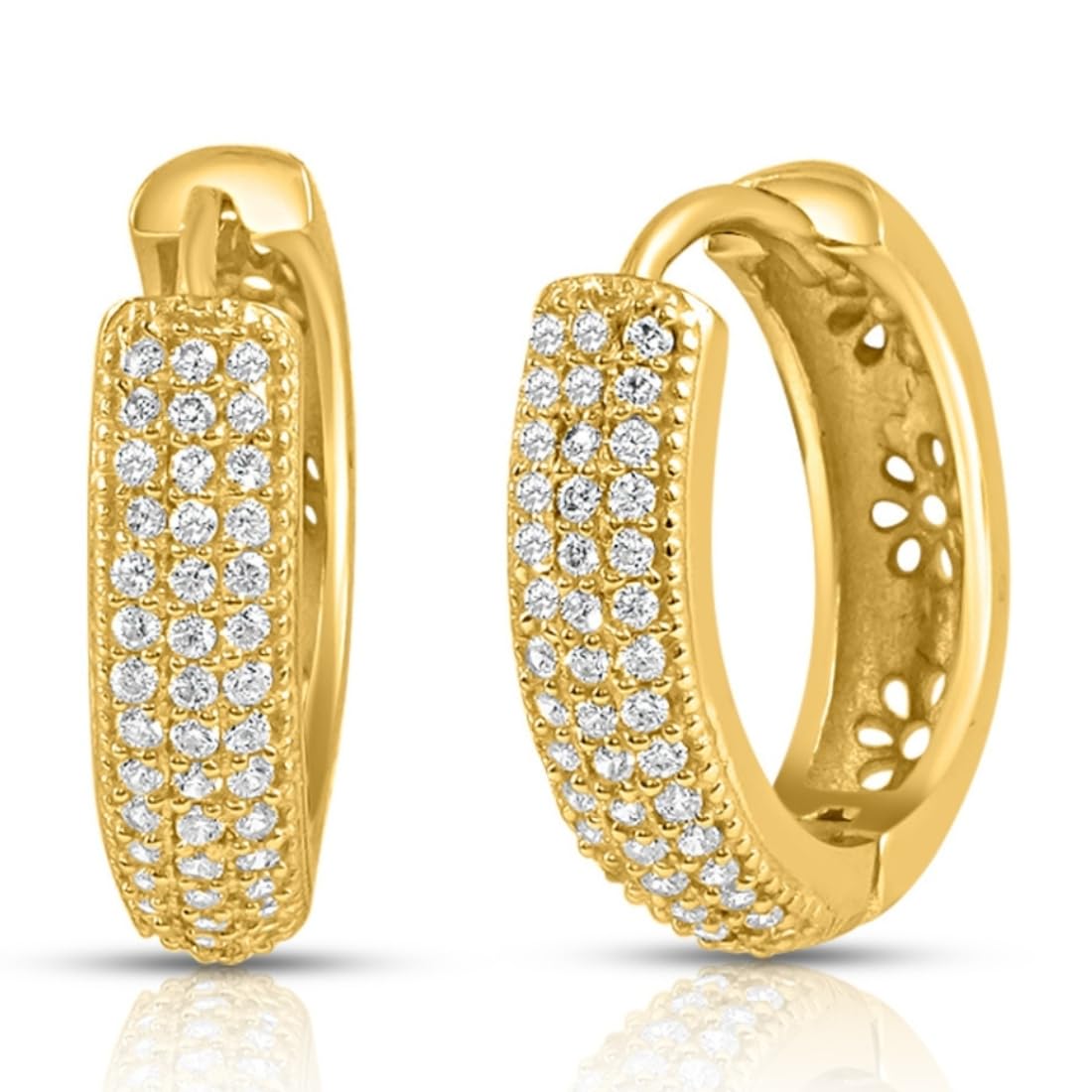 ZAVYA 925 Sterling Silver Cubic Zirconia Gold Plating Earrings