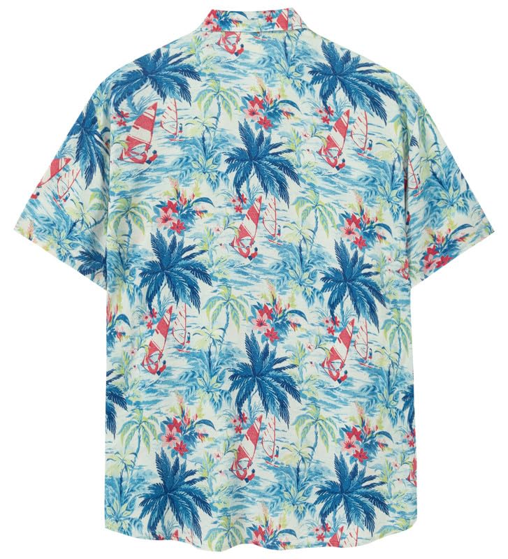 SURF CUZ Mens Hawaiian Shirts Short Sleeve Stretch Casual Aloha Shirt Vacation Mens Tropical Button - Authentic SURF Clothing | UrbanThreads - Image 3