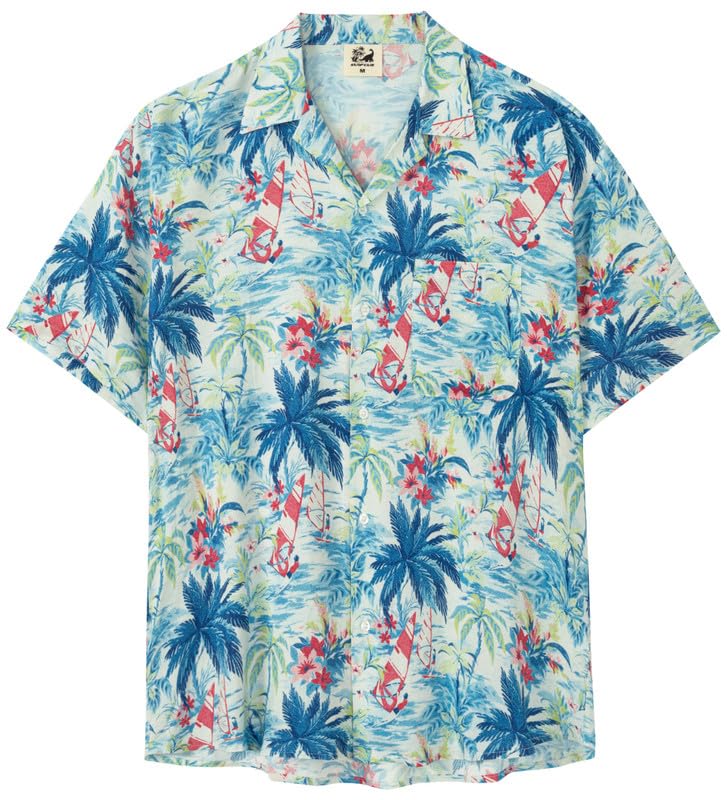 SURF CUZ Mens Hawaiian Shirts Short Sleeve Stretch Casual Aloha Shirt Vacation Mens Tropical Button - Authentic SURF Clothing | UrbanThreads - Image 2