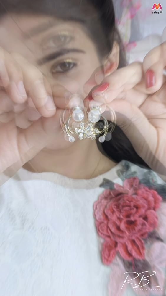 Shining Diva White Pearl Flower Earrings for Women and Girls - Image 5