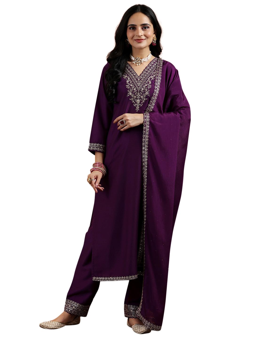 Burgundy Silk Blend Kurta Set | Festive Indian Suit - UrbanThreads.in
