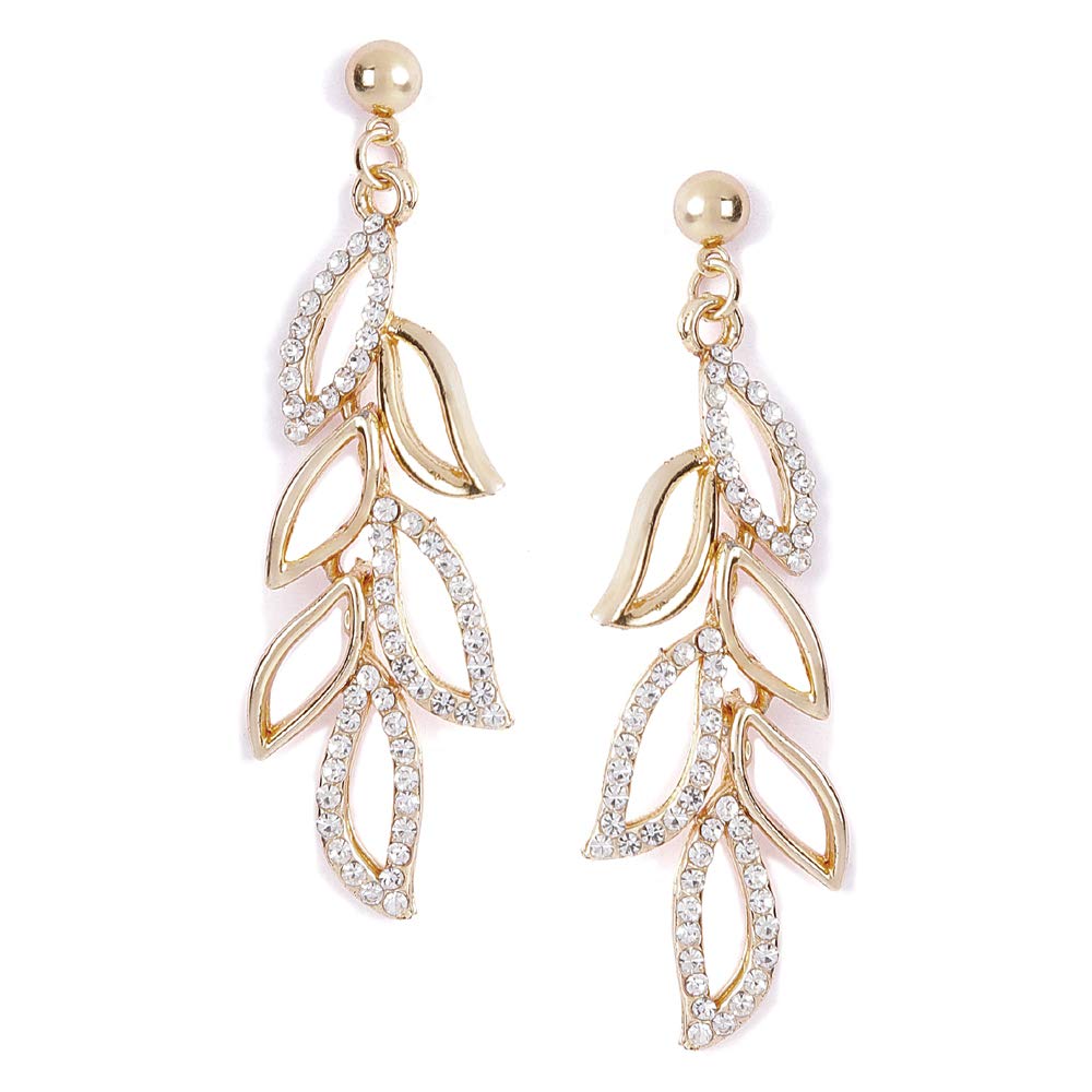 Shining Diva 18K Gold Plated Drop Earrings for Women - Golden
