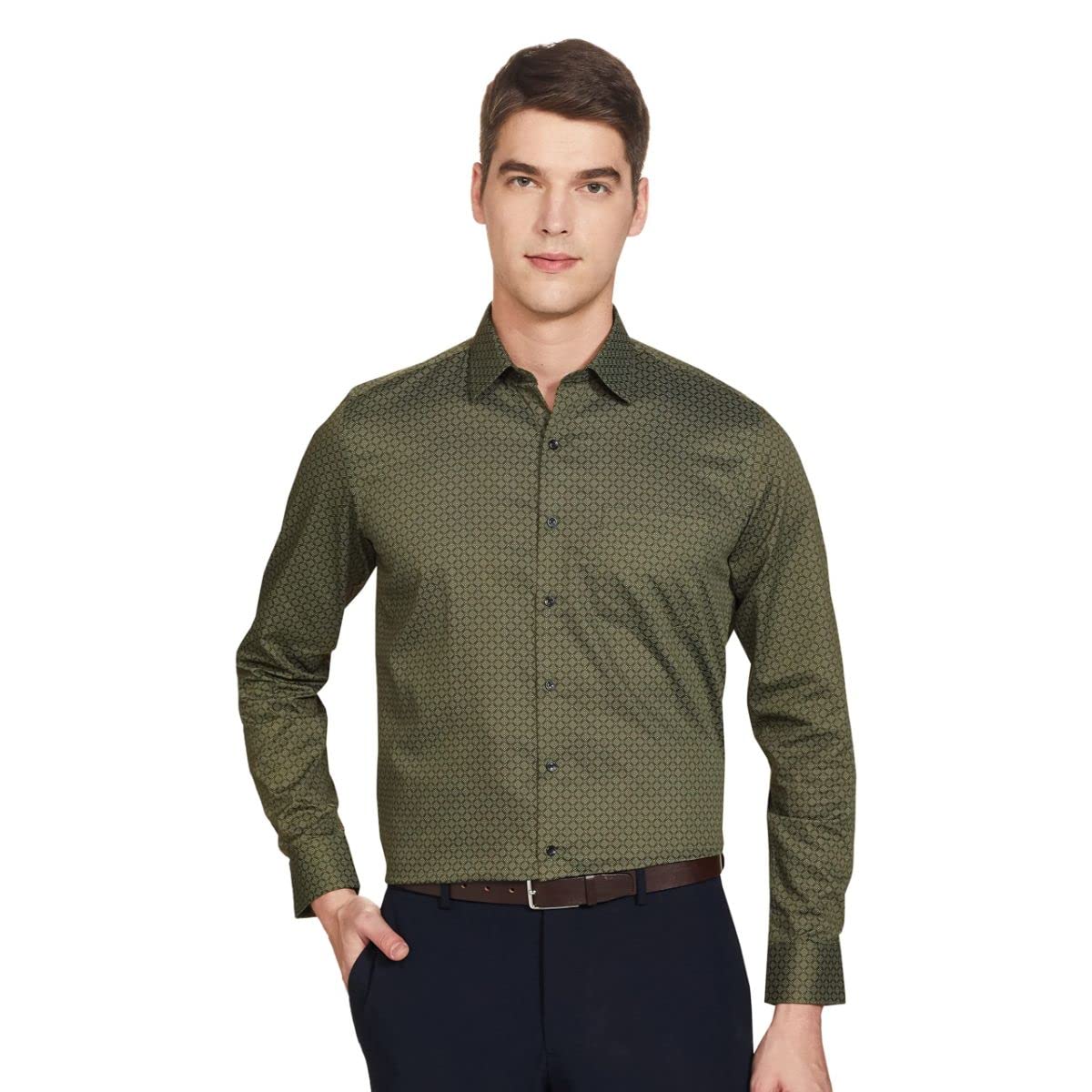 Van Heusen Formal Printed Shirt for Men| Premium Cotton| Full Sleeves| Slim Fit |Breathable Fabric - Authentic Van Clothing | UrbanThreads