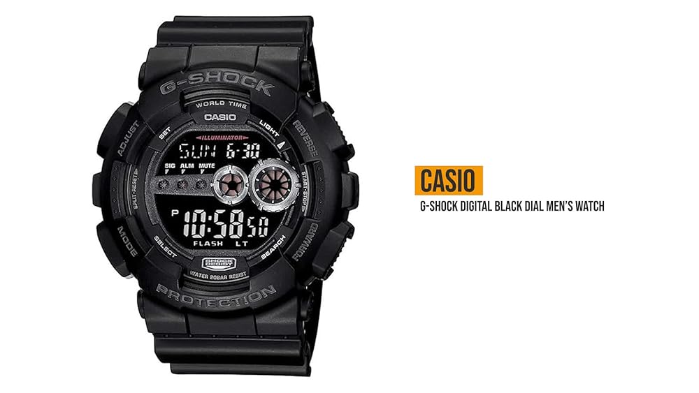 Casio G-Shock GD-100-1BDR Digital Black Dial Men's Watch - Image 3