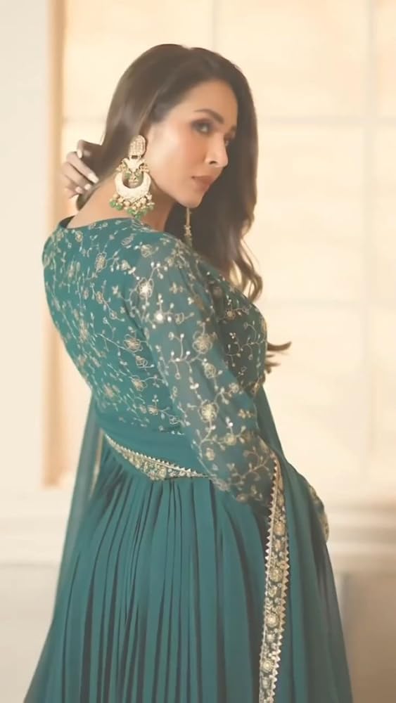 TRENDMALLS Women's Georgette Embroidery Work Alia Cut Anarkali Kurta Pant with Dupatta Set - Authentic TRENDMALLS Clothing | UrbanThreads - Image 4