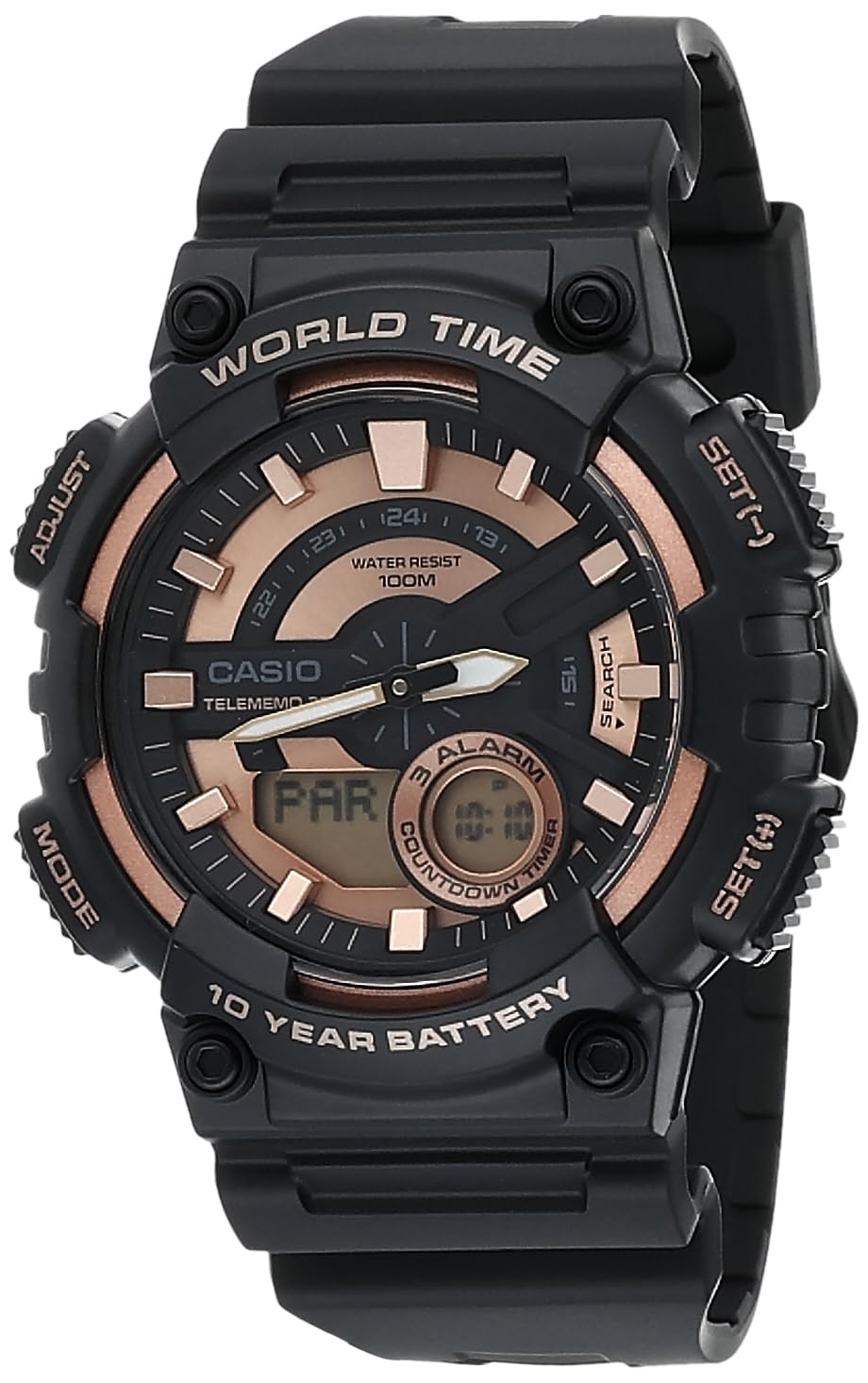 Casio AEQ-110W-1A3VDF Men's Analog-Digital Rose Gold Watch