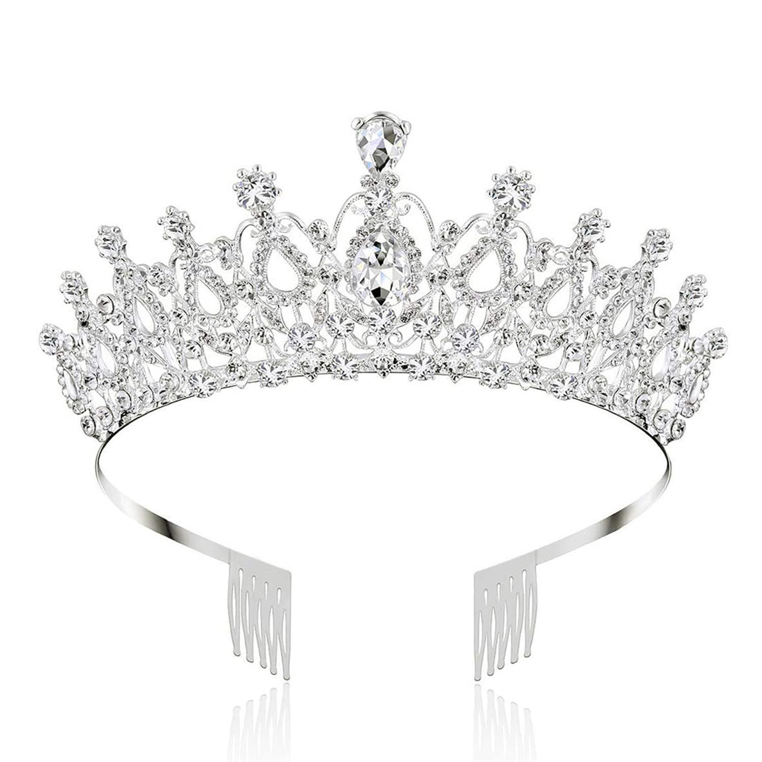 Shining Diva Crystal Tiara Crown Headband for Women