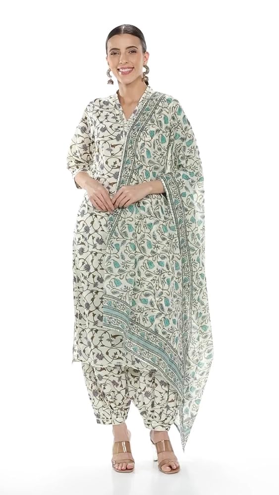 Libas Womens Printed Cotton Straight Kurta With Salwar and Dupatta - Authentic Libas Clothing | UrbanThreads - Image 3