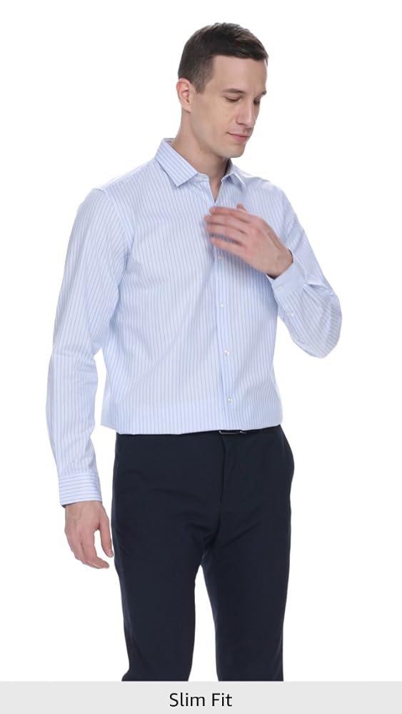 Peter England Men's Striped Slim Fit Formal Shirt - Image 4