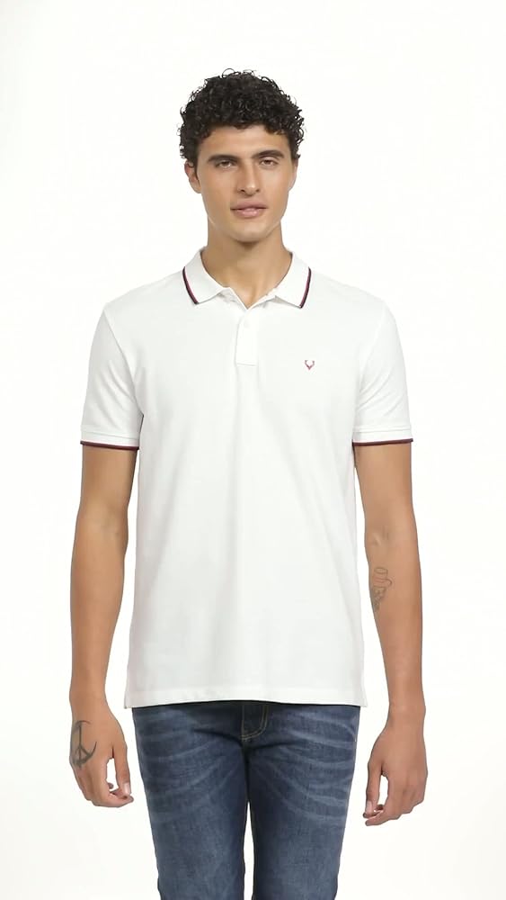 Allen Solly Men Cotton Solid Regular Fit Polo - Image 3