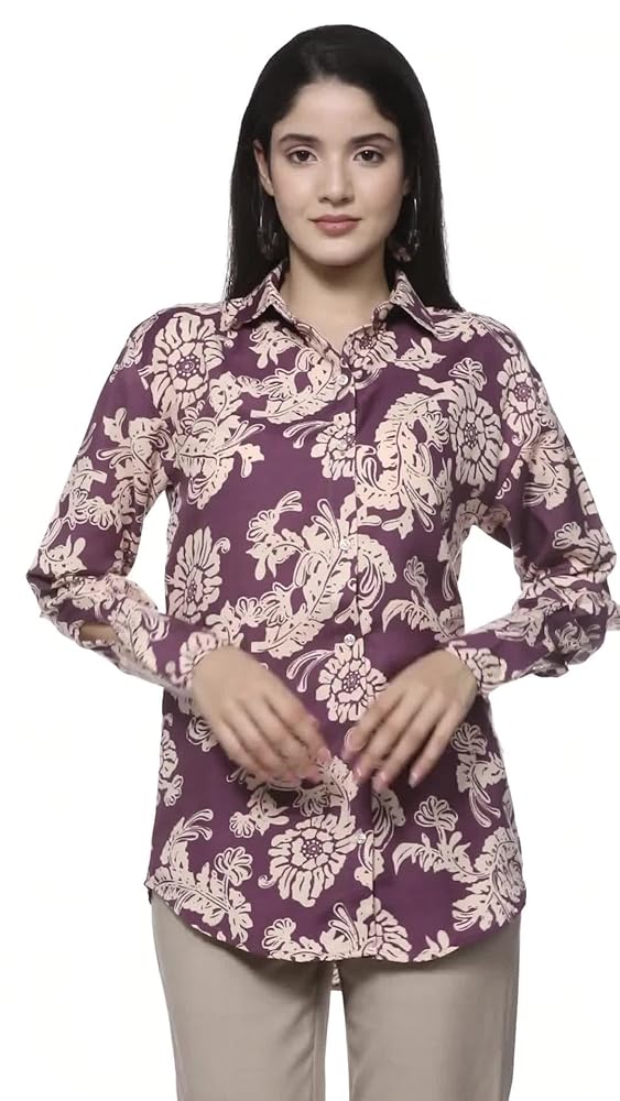 Leriya Fashion Women Rayon Shirts Korean Style Long Sleeve Oversized Button Down | Workwear Top for - Authentic Leriya Clothing | UrbanThreads - Image 3