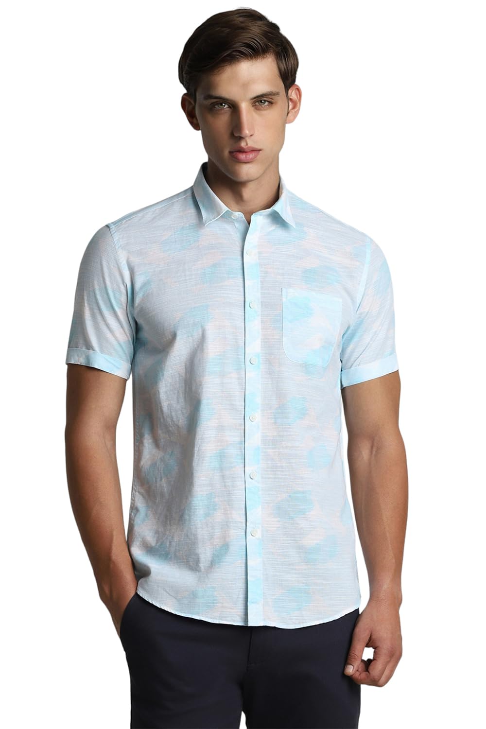 Peter England Men Cotton Slim Fit Half Sleeve Shirt