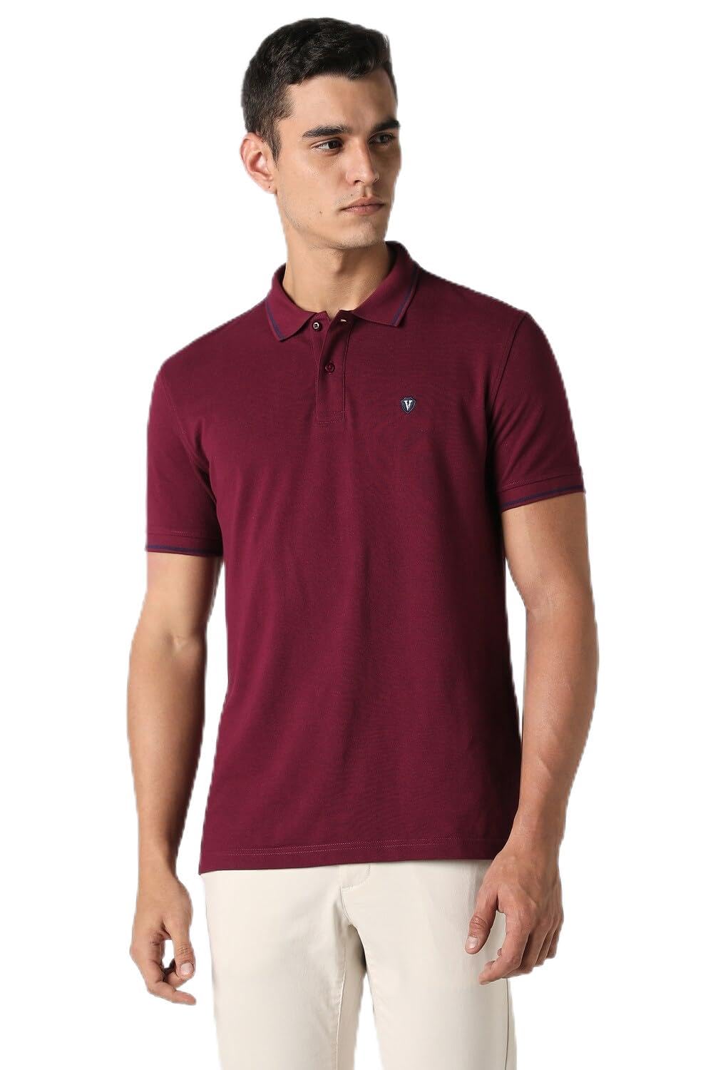 Van Heusen Men's Cotton Solid Regular Fit T-Shirt