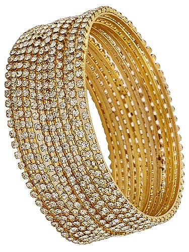 Shining Diva Set of 12 Gold Plated Stone Bangles for Women - Image 2