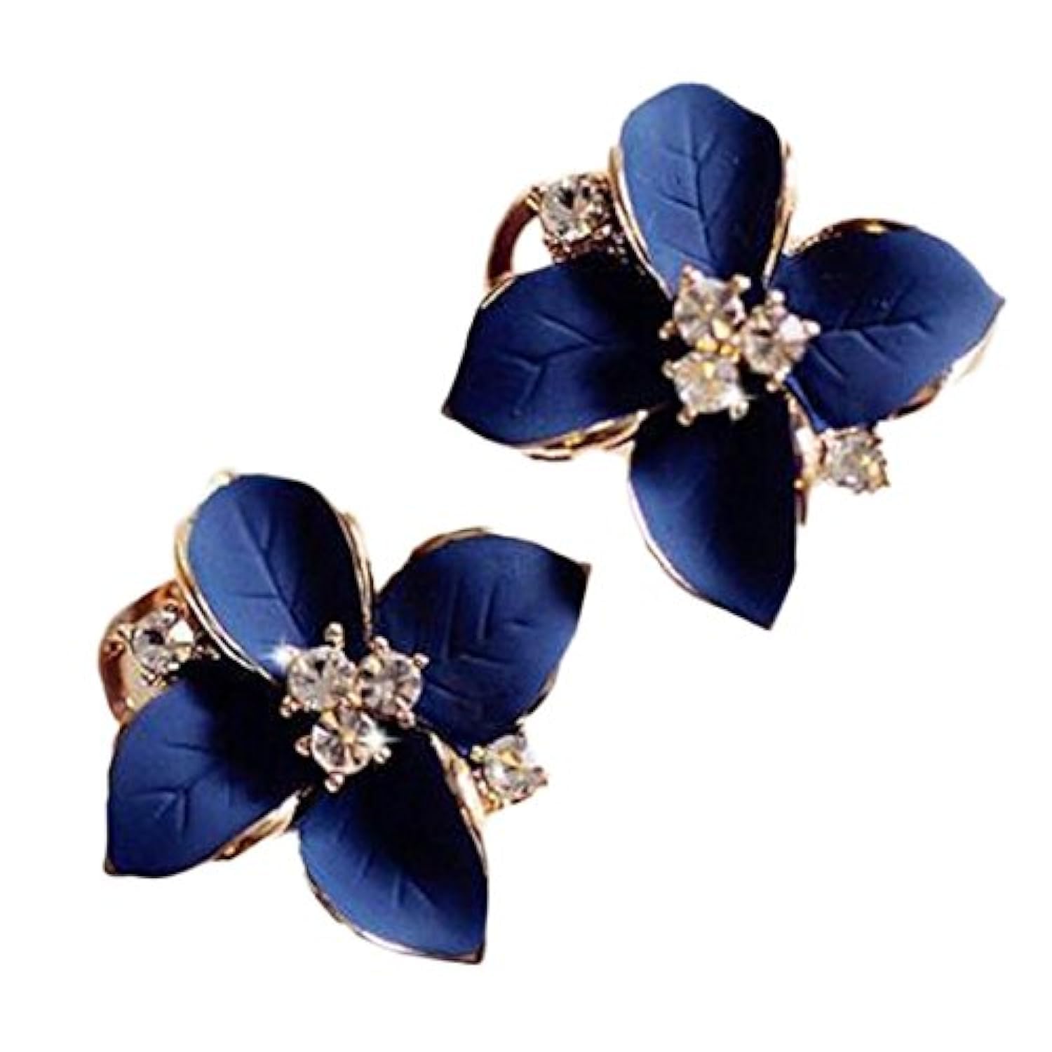 Shining Diva Enamel Blue Flower Stud Earrings for Women