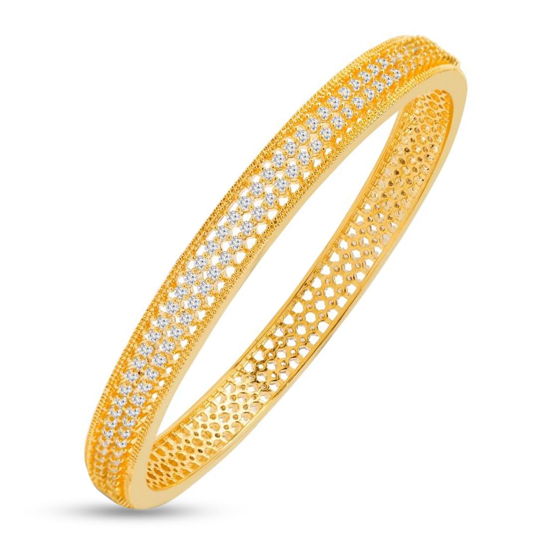 ZAVYA 925 Sterling Silver Gold Plated CZ Bangle for Women