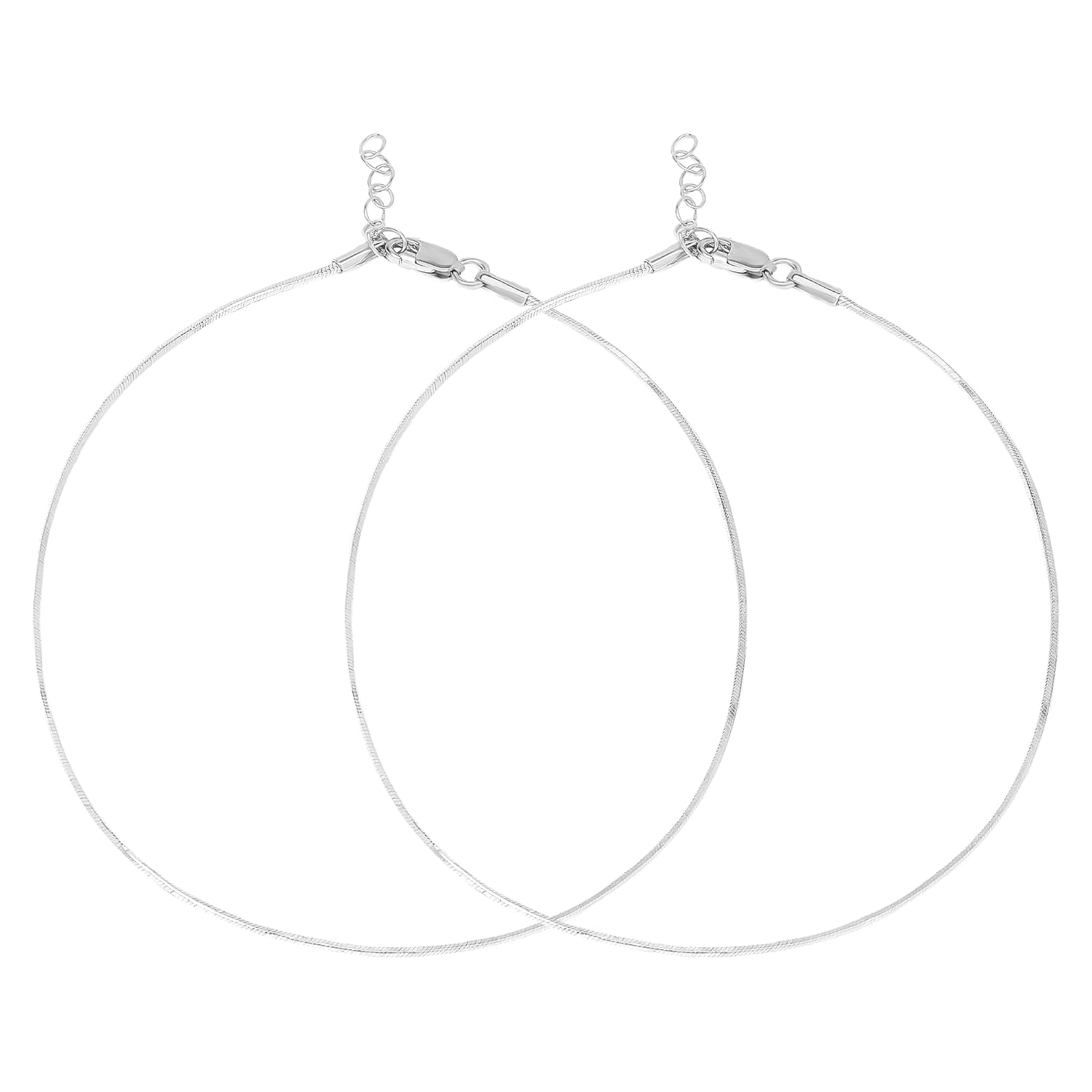 ZAVYA 925 Sterling Silver Anklet Pair Rhodium Plated Women