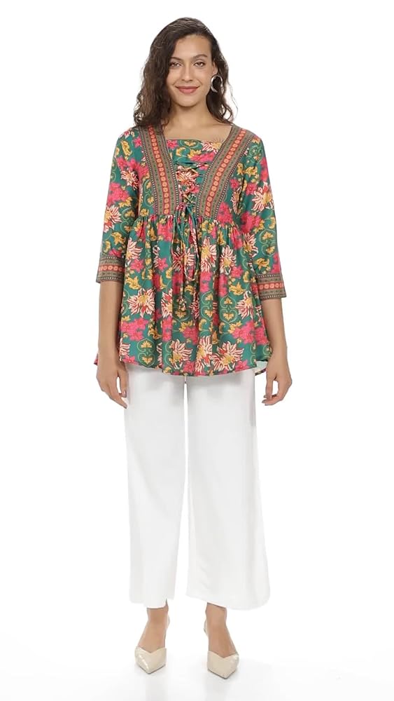 Leriya Fashion Women's Rayon Paisley Printed Tunic Western Tops Short Kurti – Comfortable Everyday W - Authentic Leriya Clothing | UrbanThreads - Image 3