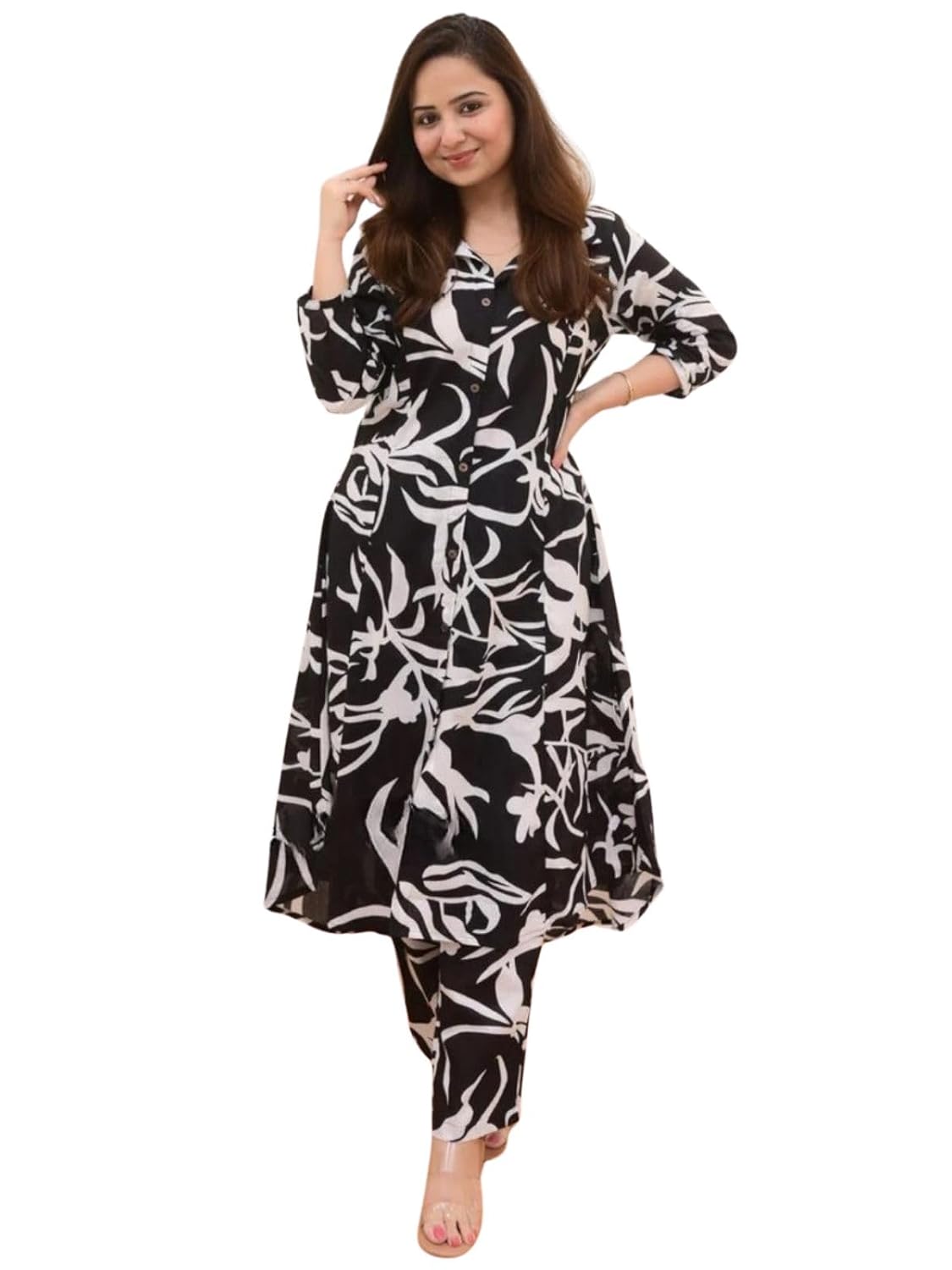 Leriya Fashion Anarkali Kurta-Set for Women – Viscose Rayon Printed Kurta & Straight Pant | Festive - Authentic Leriya Clothing | UrbanThreads