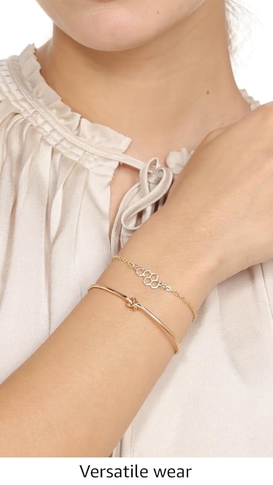 Shining Diva Set of 4 Multilayer Charm Bangles Gold Plated Women - Image 4