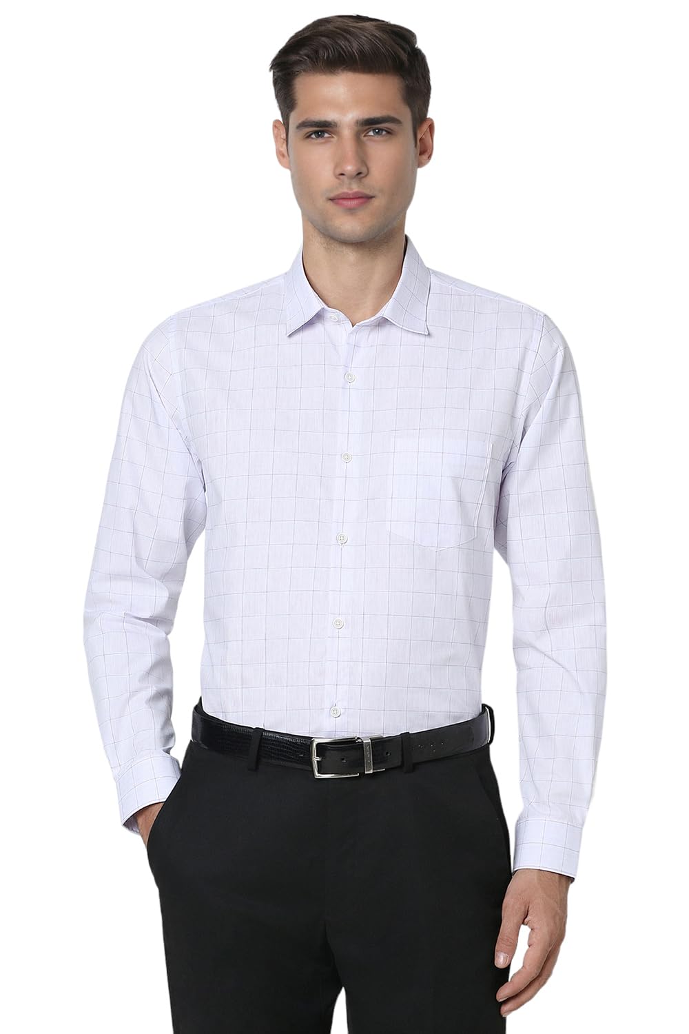 Peter England Men's Checkered Slim Fit Formal Shirt