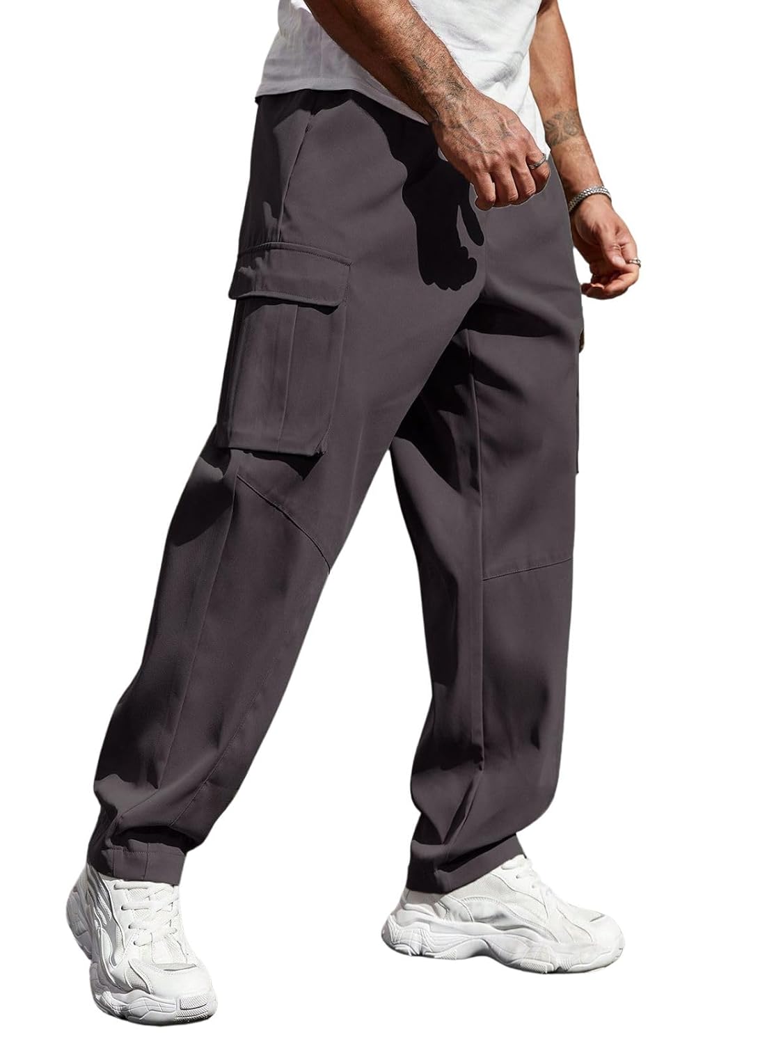 Leriya Fashion Men Mid Rise Cargo Joggers – Cotton Loose Fit Utility Pants with 6 Pockets | Durable - Authentic Leriya Clothing | UrbanThreads