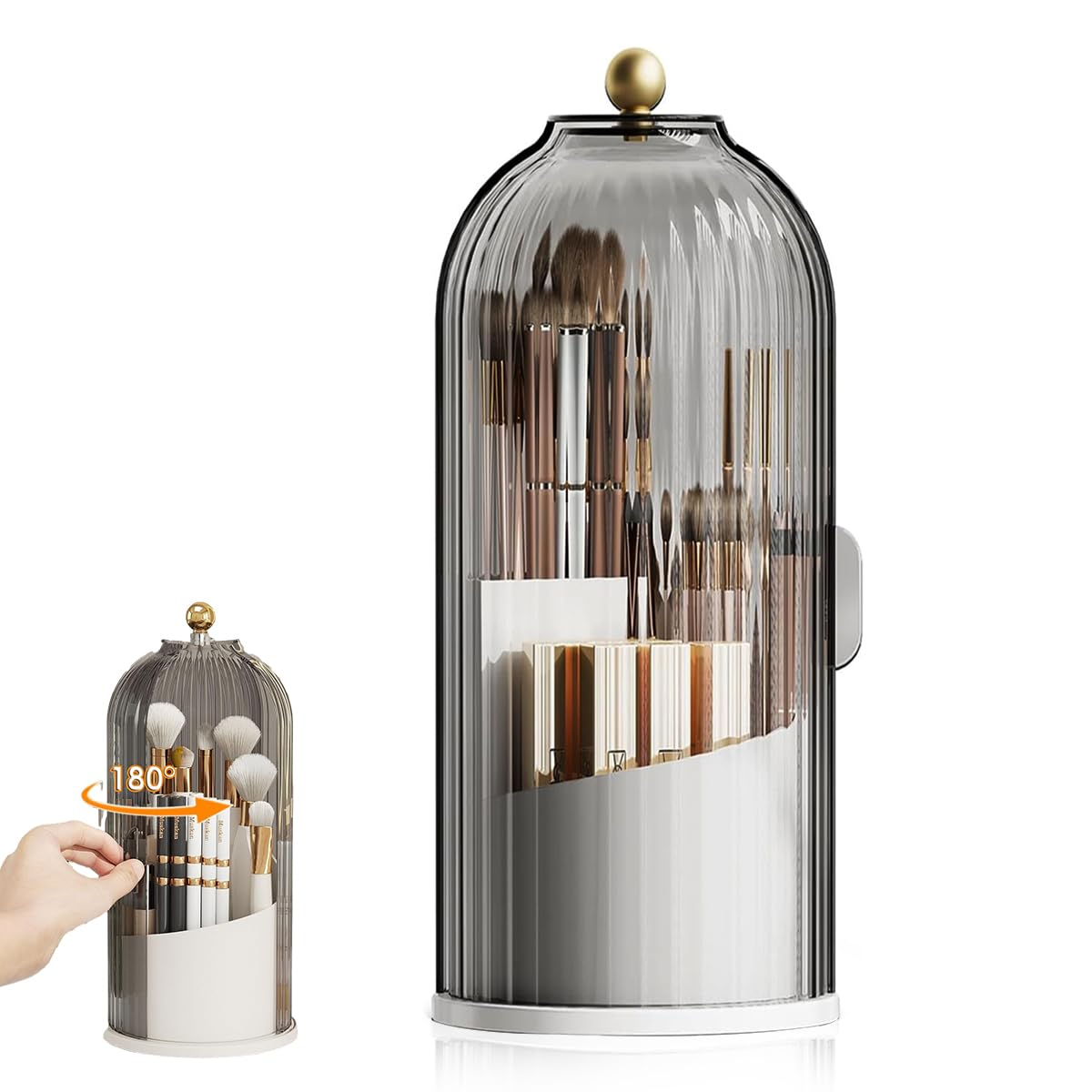 MAYCREATE Plastic Makeup Brush Holder Organizer with Lid