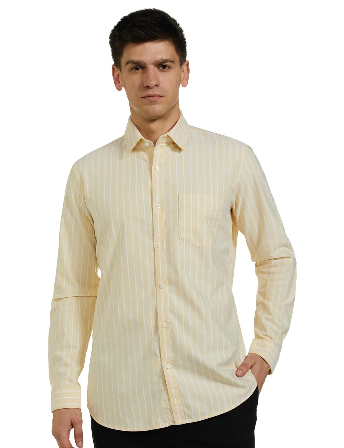 Van Heusen Men Cotton Modern Fit Casual Oxford Stripes Shirt