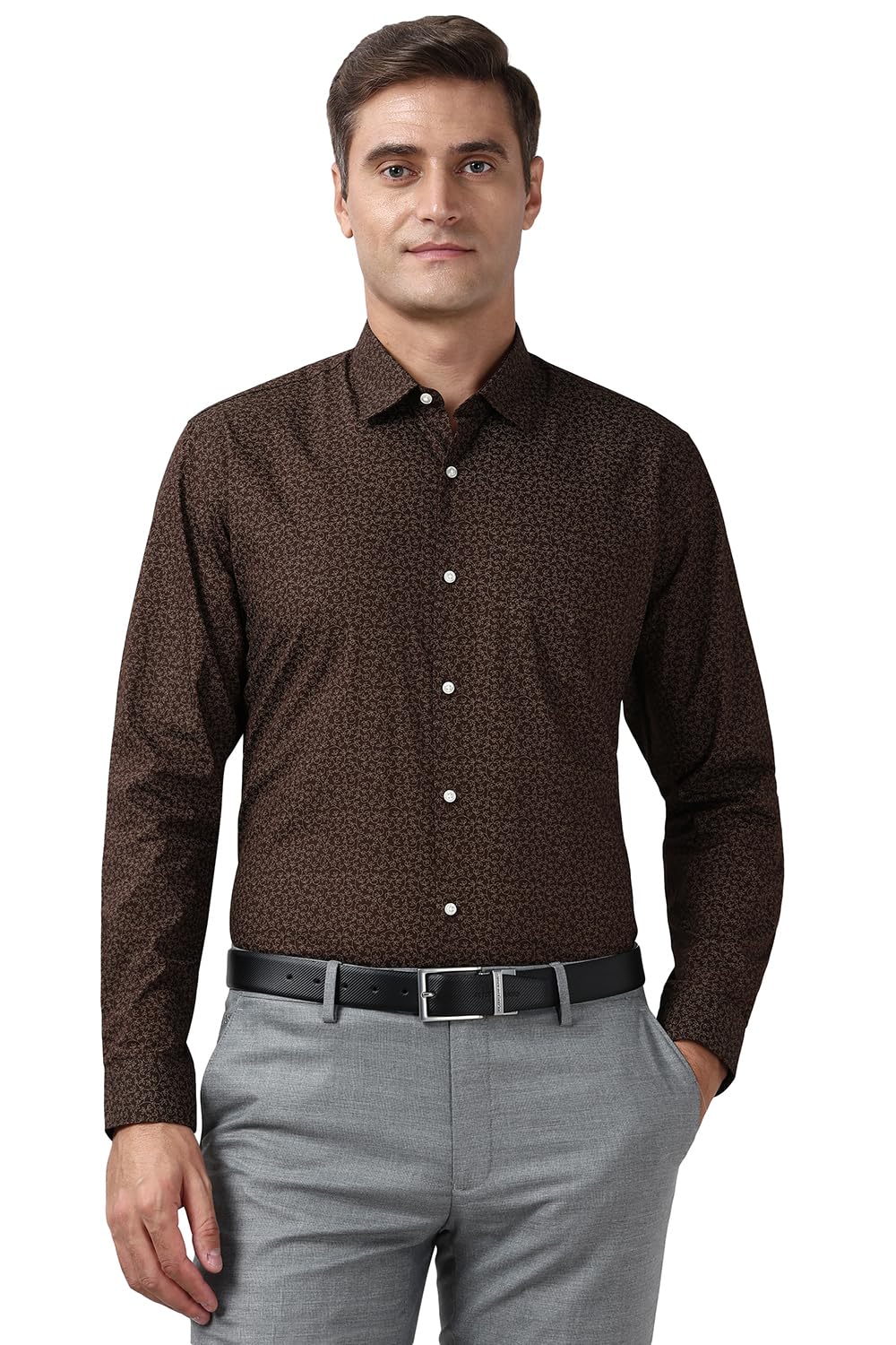 Peter England Men's Printed Formal Shirt 100% Cotton Full Sleeves