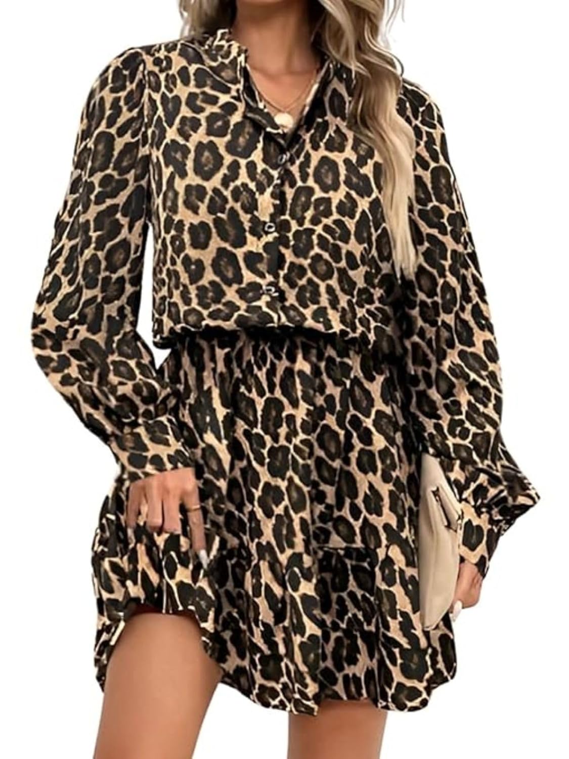 Leriya Fashion Women's Western Shirt Dress | Long Sleeve Printed Mini Dress with Elastic Waist | Cas - Authentic Leriya Clothing | UrbanThreads