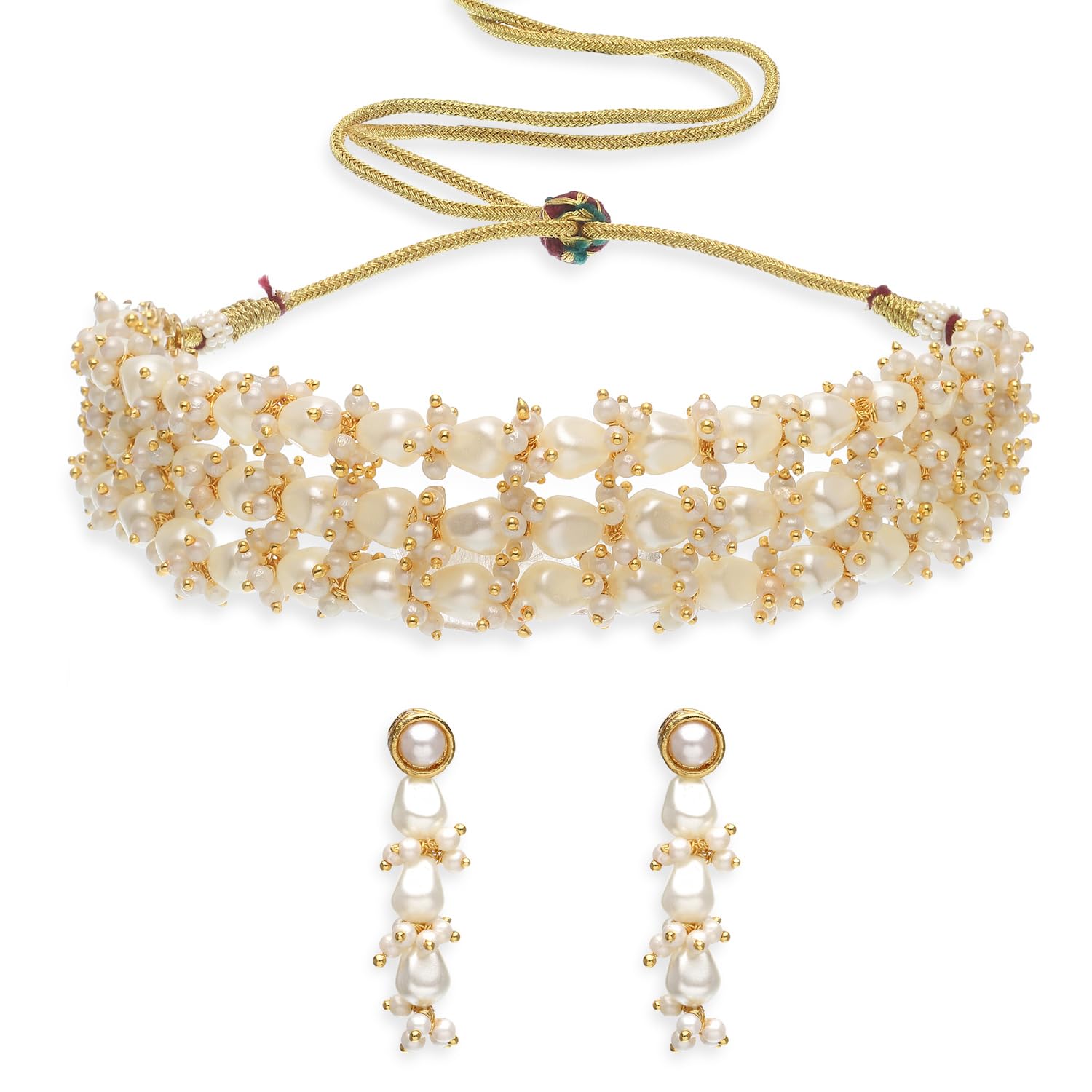 Shining Diva Traditional Pearl Necklace Set for Women