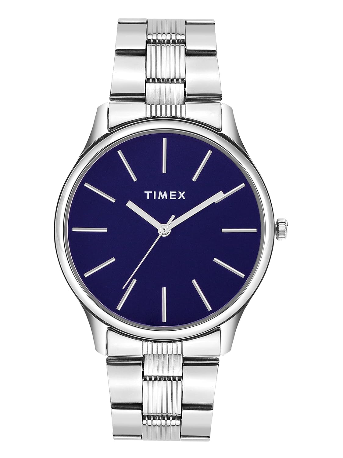 TIMEX Analog Watch Blue Dial Silver Stainless Steel Band