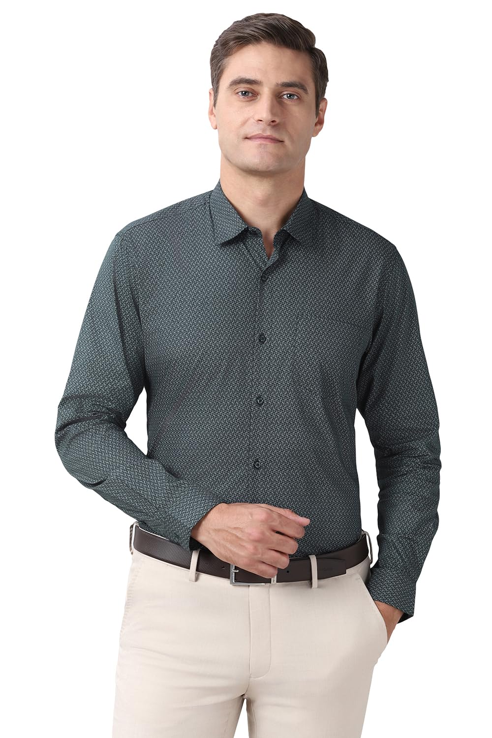 Peter England Men's Printed Formal Shirt 100% Cotton