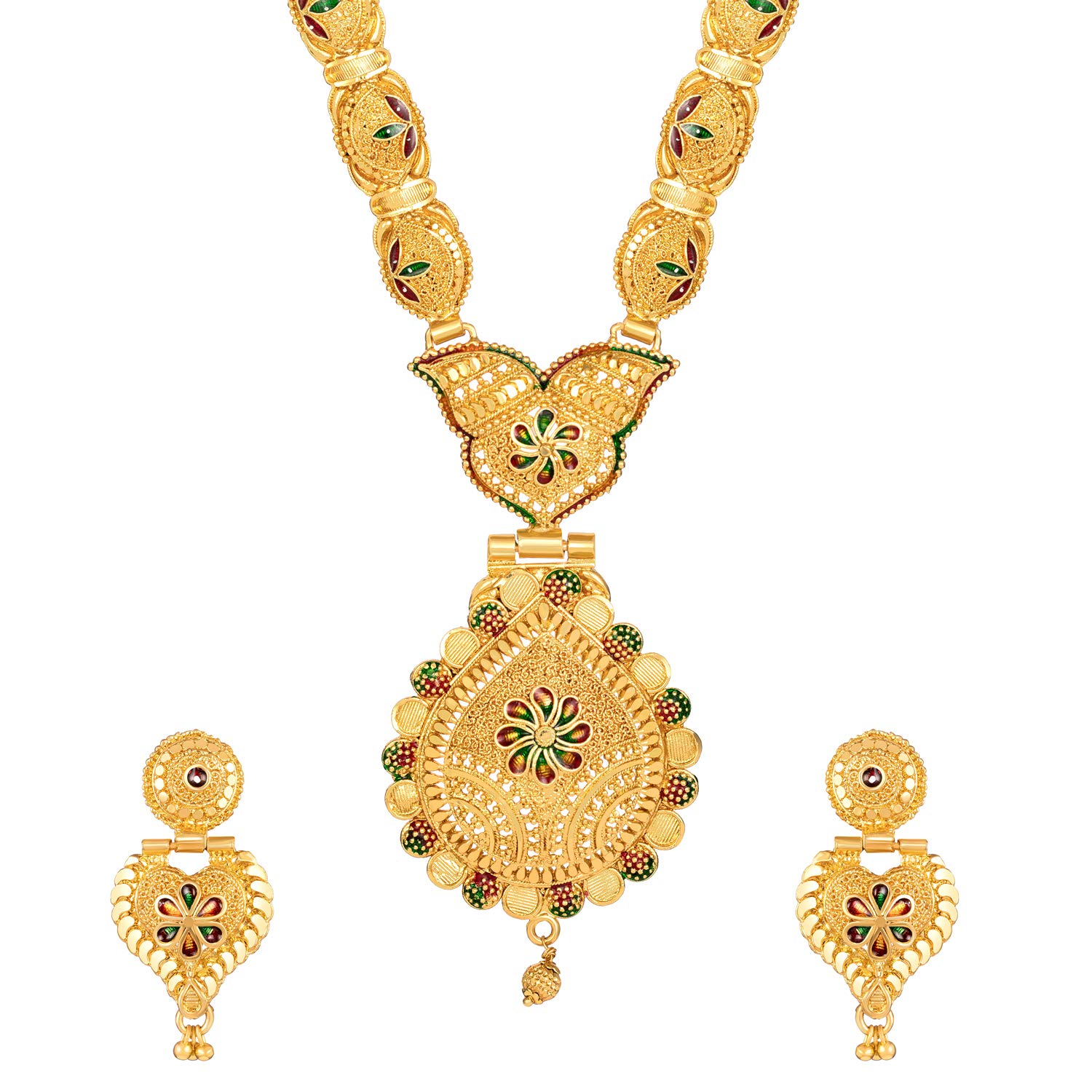 Shining Diva Long Design Necklace Set One Gram Gold Plated Women