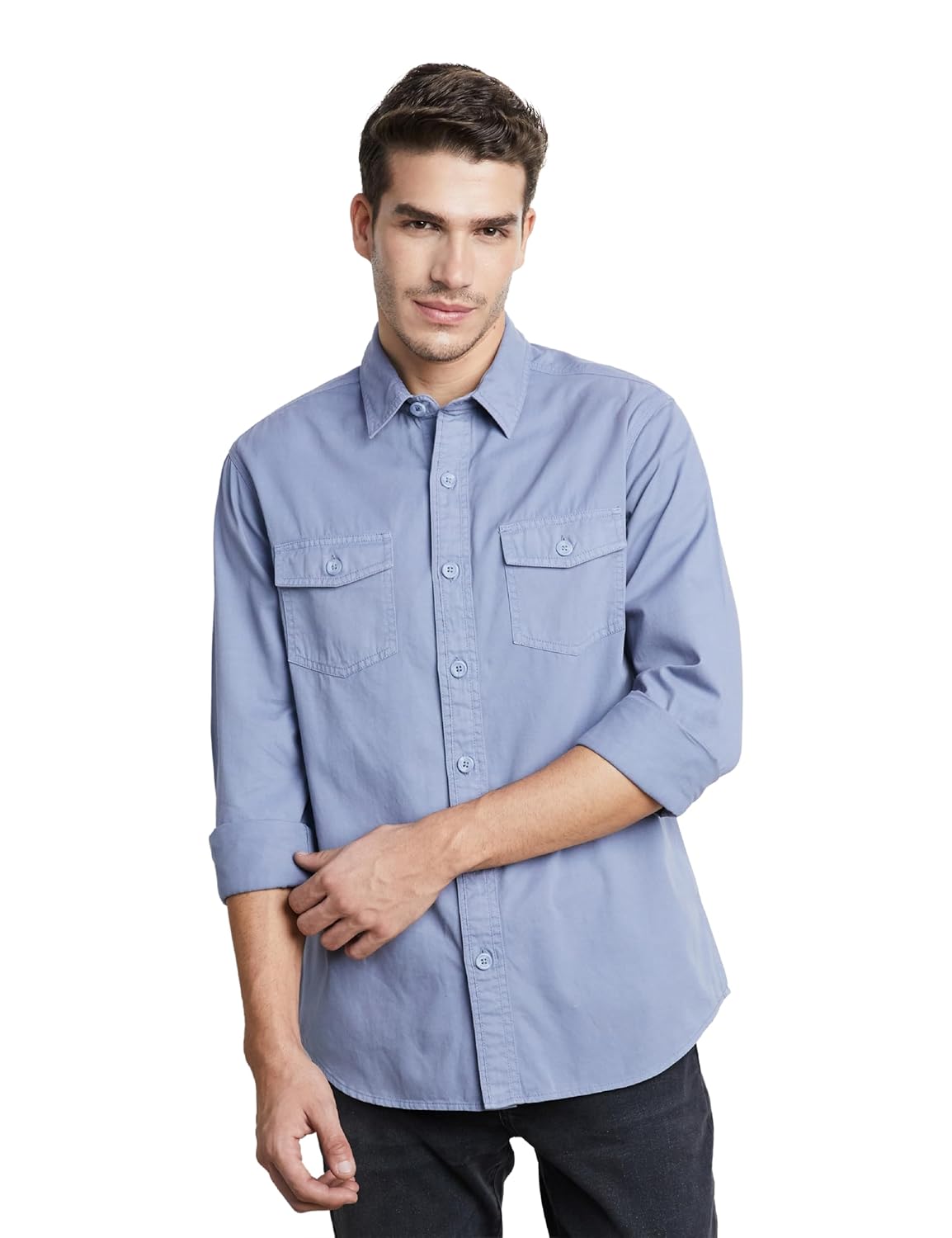 Symbol Men's Casual Washed Cotton Twill Shirt Regular Fit