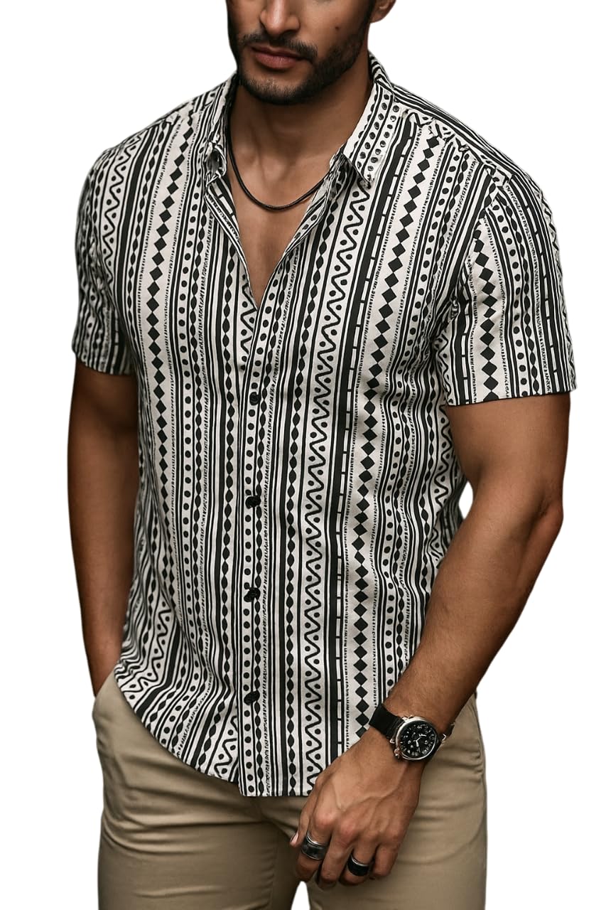 Kizyoo Men's Goa Festival Printed Casual Shirt, Slim Fit, Cut Away Collar. - Authentic Kizyoo Clothing | UrbanThreads