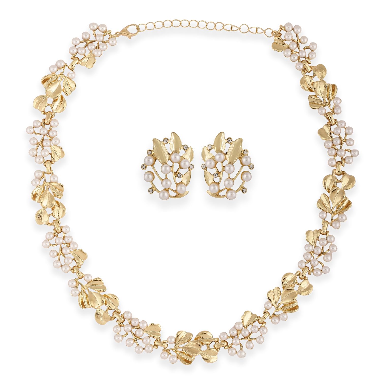 Shining Diva Gold-Plated Crystal Necklace Set