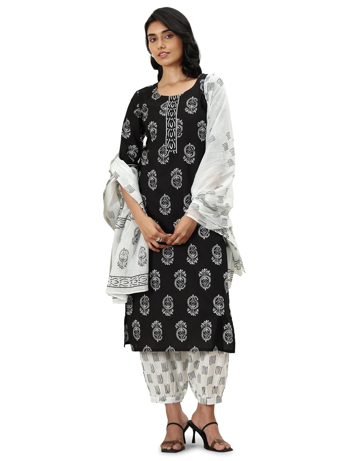 Libas Womens Printed Cotton Straight Kurta With Salwar and Dupatta - Authentic Libas Clothing | UrbanThreads