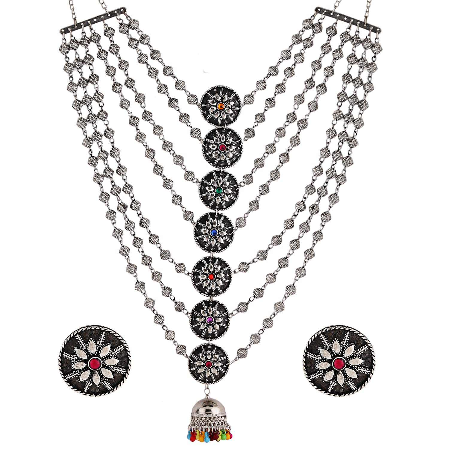 Shining Diva Oxidised Jewellery Set Women Traditional Necklace