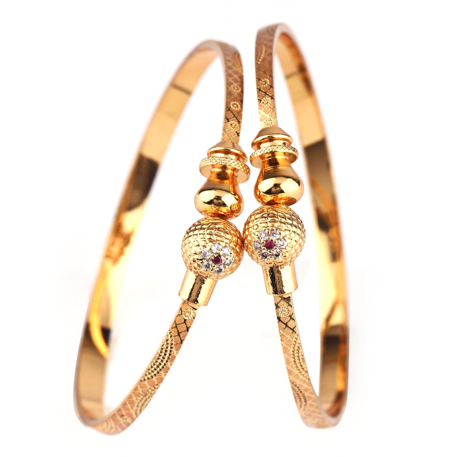 Shining Diva Set of 2 18k Gold Plated Adjustable Bracelets
