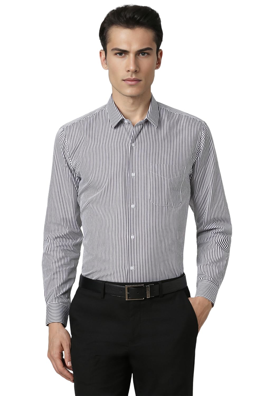 Peter England Men's Regular Fit Full Sleeve Striped Shirt