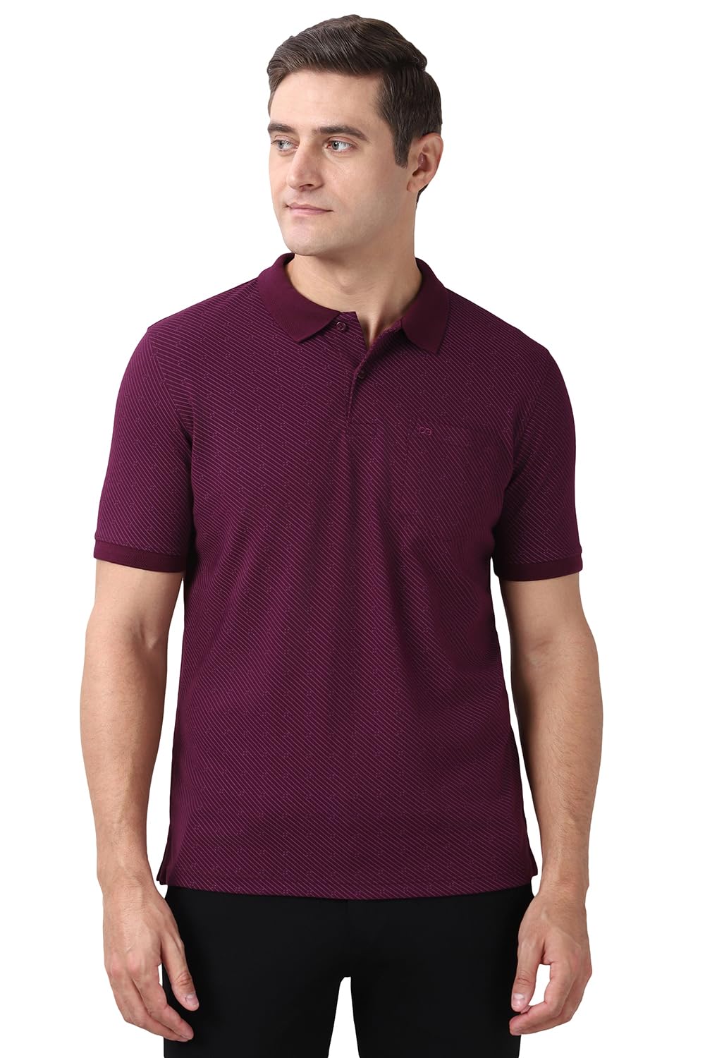 Peter England Men's Cotton Geometric Print Polo Shirt