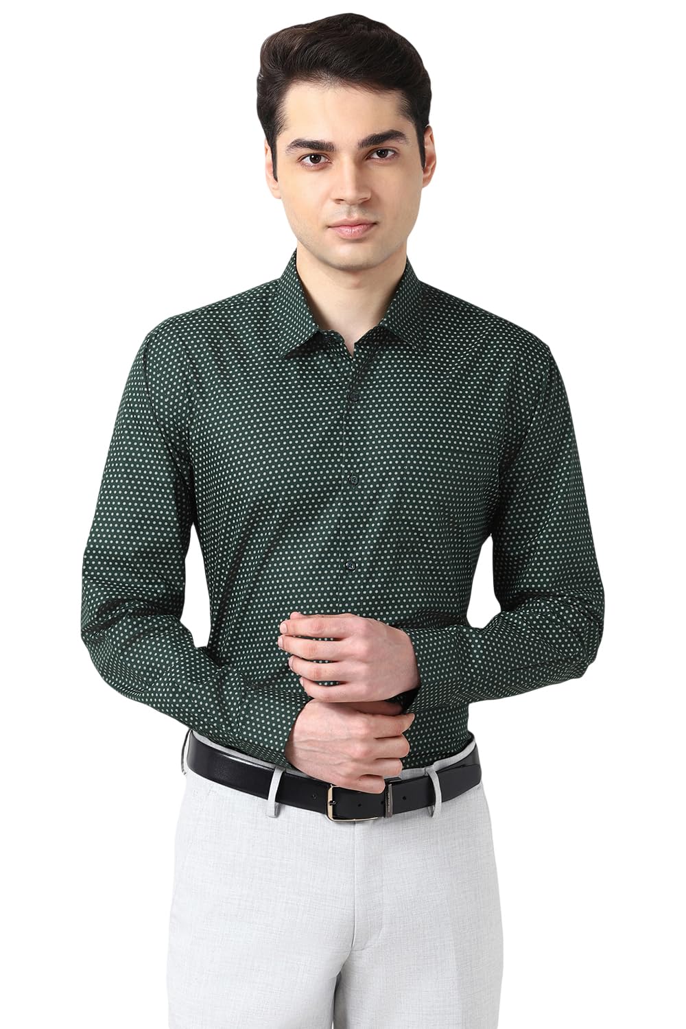 Peter England Men's Printed Formal Shirt 100% Cotton Full Sleeves