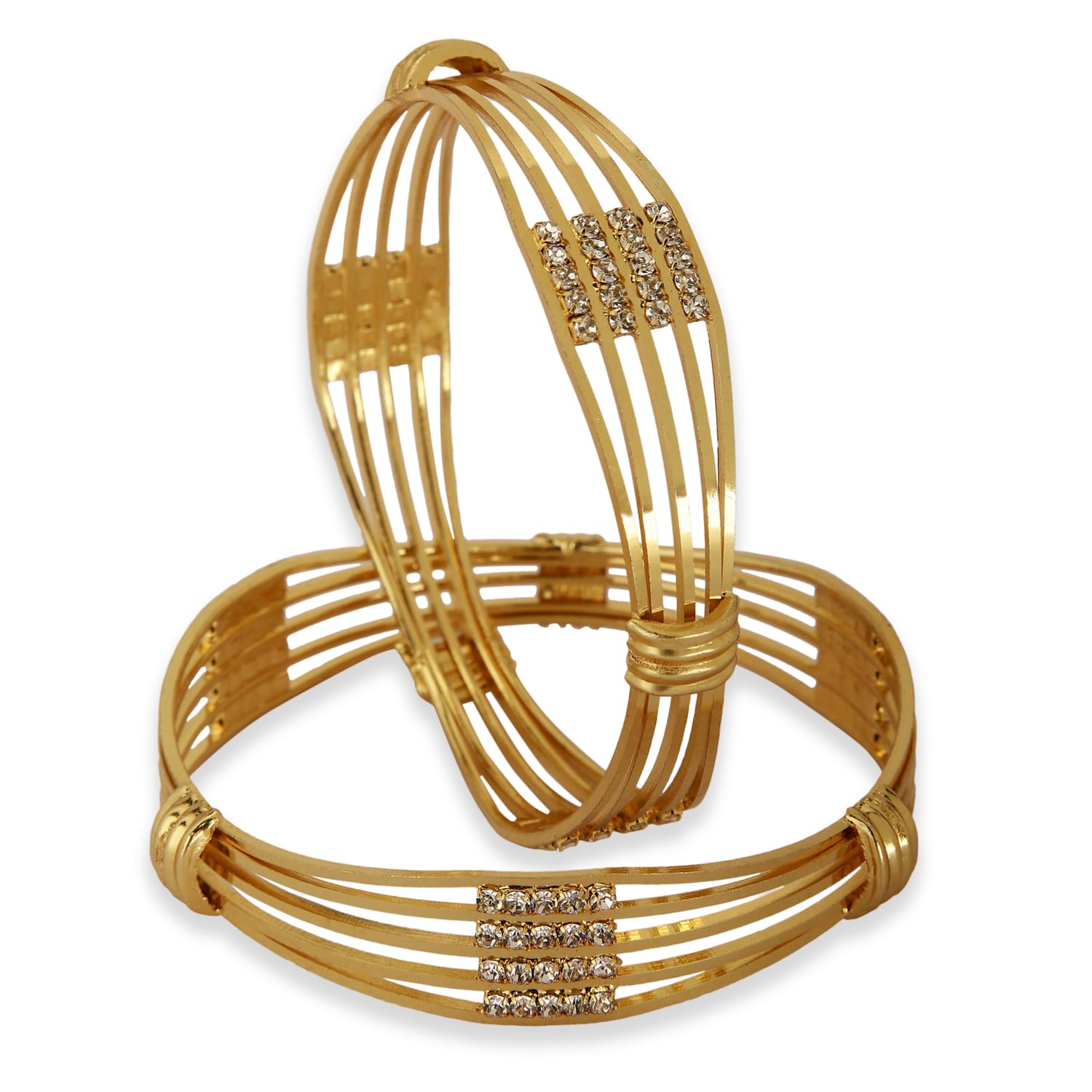 Shining Diva 18k Gold Plated Bangles Set of 2 for Women