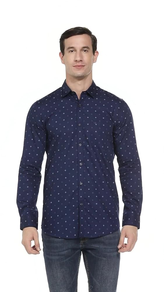 Peter England Men's Cotton Regular Fit Full Sleeve Shirt - Image 3