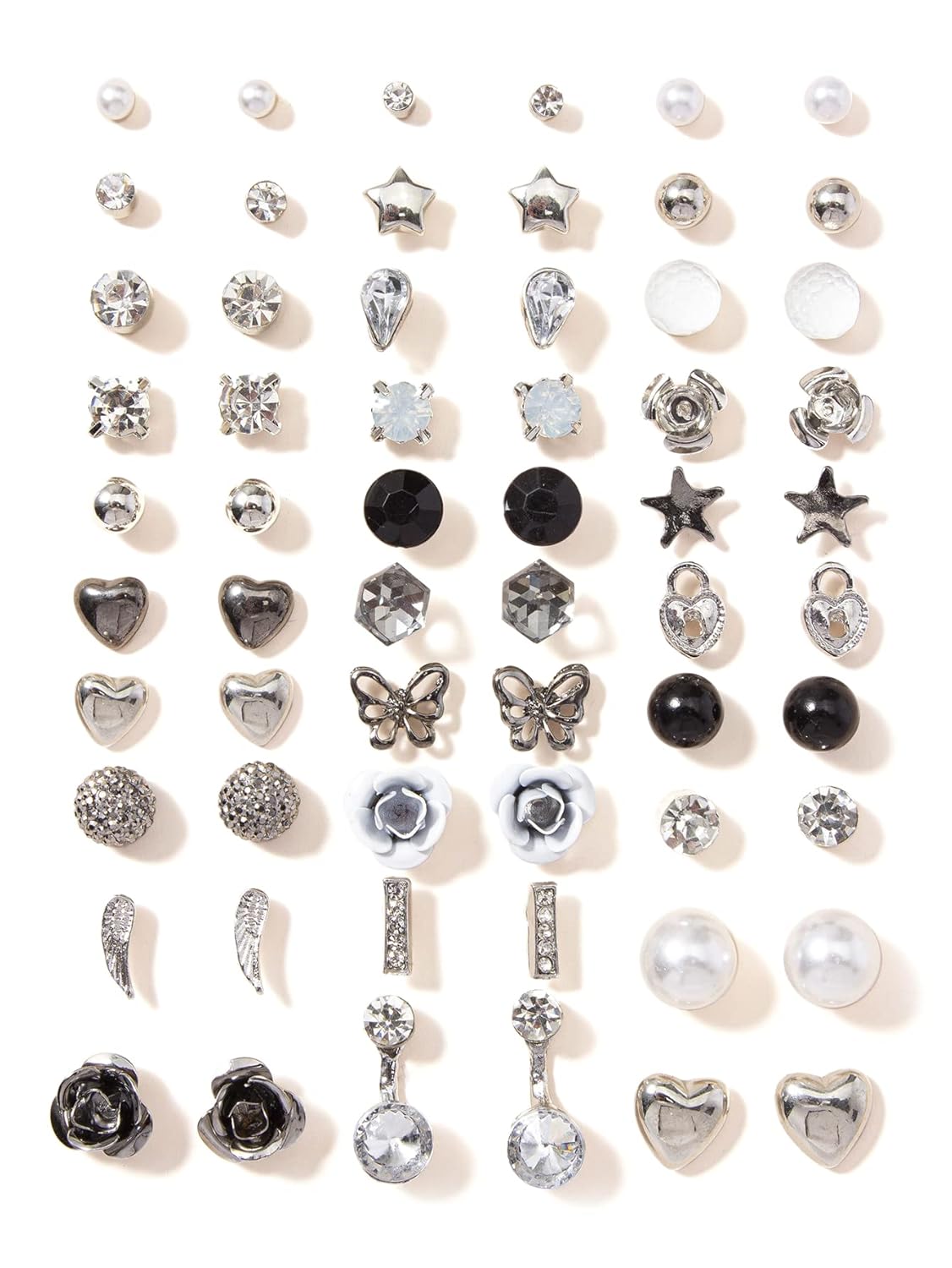 Shining Diva 30 Pairs Earrings Combo Set Crystal Pearl Women